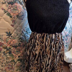 No Boundaries spaghetti strap assymetrical animal print dress size 3-5